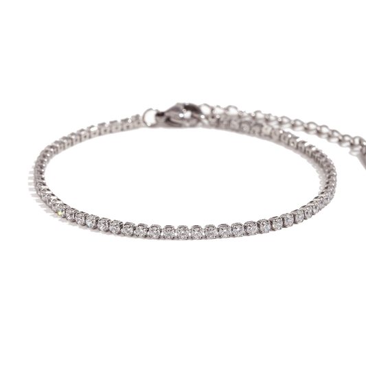 Classic zircon tennis bracelet in polished stainless steel