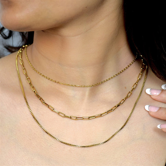 Gold Multi Layered Diva Necklace worn on neckline