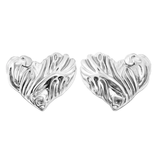 Molten Heart Stud earrings in polished stainless steel