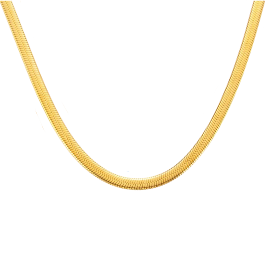 Classic herringbone chain necklace in 18K gold plated stainless steel