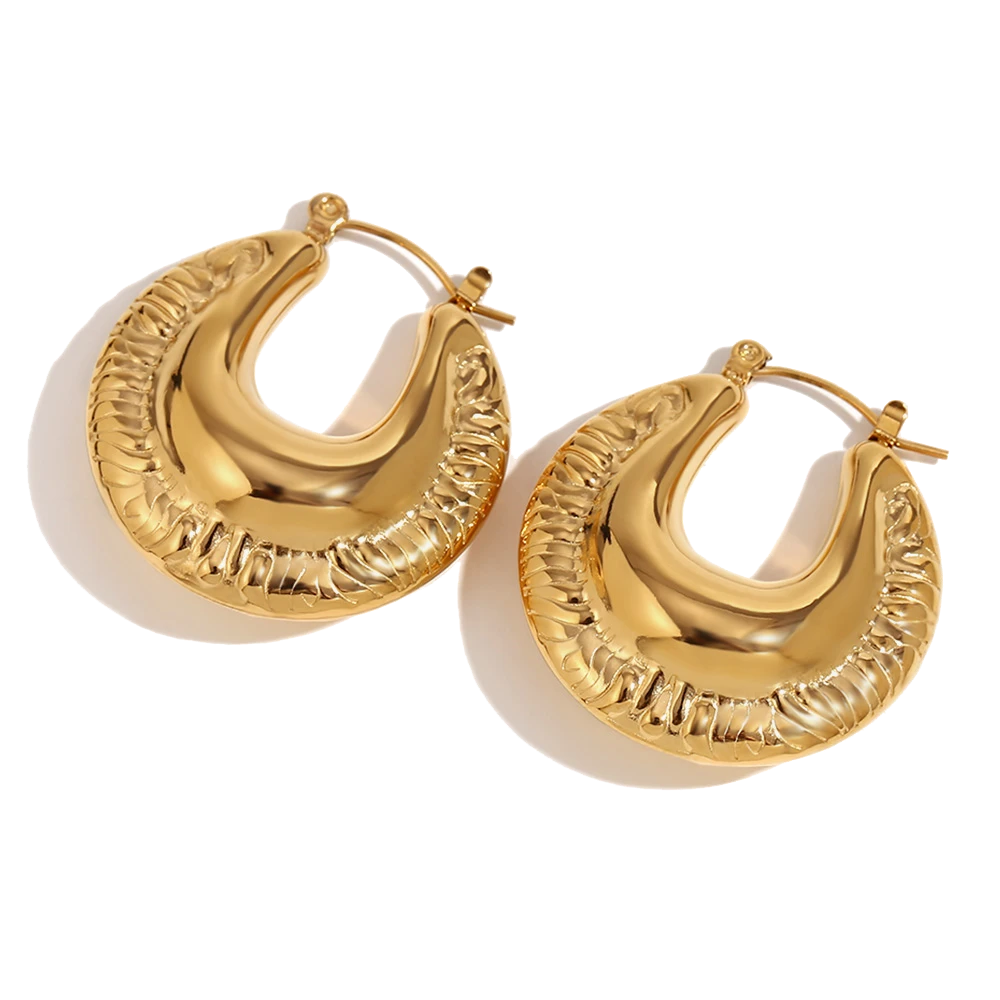 Armada textured hoop earrings in 18K gold plated stainless steel