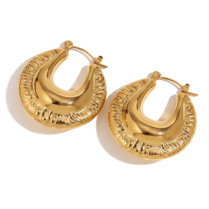 Armada textured hoop earrings in 18K gold plated stainless steel