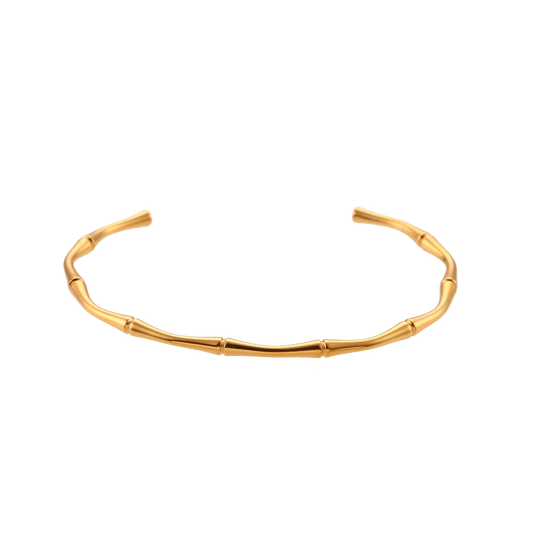 Bamboo Cuff bracelet in 18K gold plated stainless steel