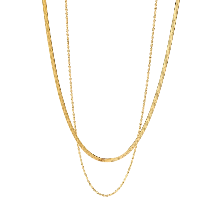 Classic Layered Herringbone Necklace in 18K gold plated stainless steel