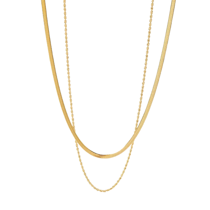 Classic Layered Herringbone Necklace in 18K gold plated stainless steel