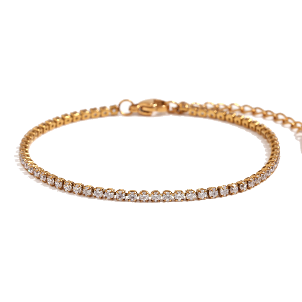 Classic zircon tennis bracelet in 18K gold plated stainless steel