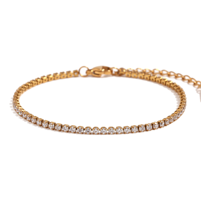 Classic zircon tennis bracelet in 18K gold plated stainless steel