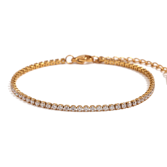Classic zircon tennis bracelet in 18K gold plated stainless steel