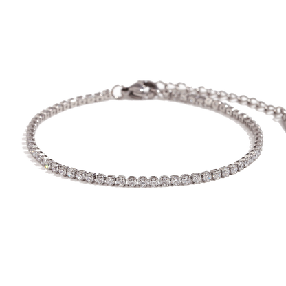 Classic zircon tennis bracelet in polished stainless steel