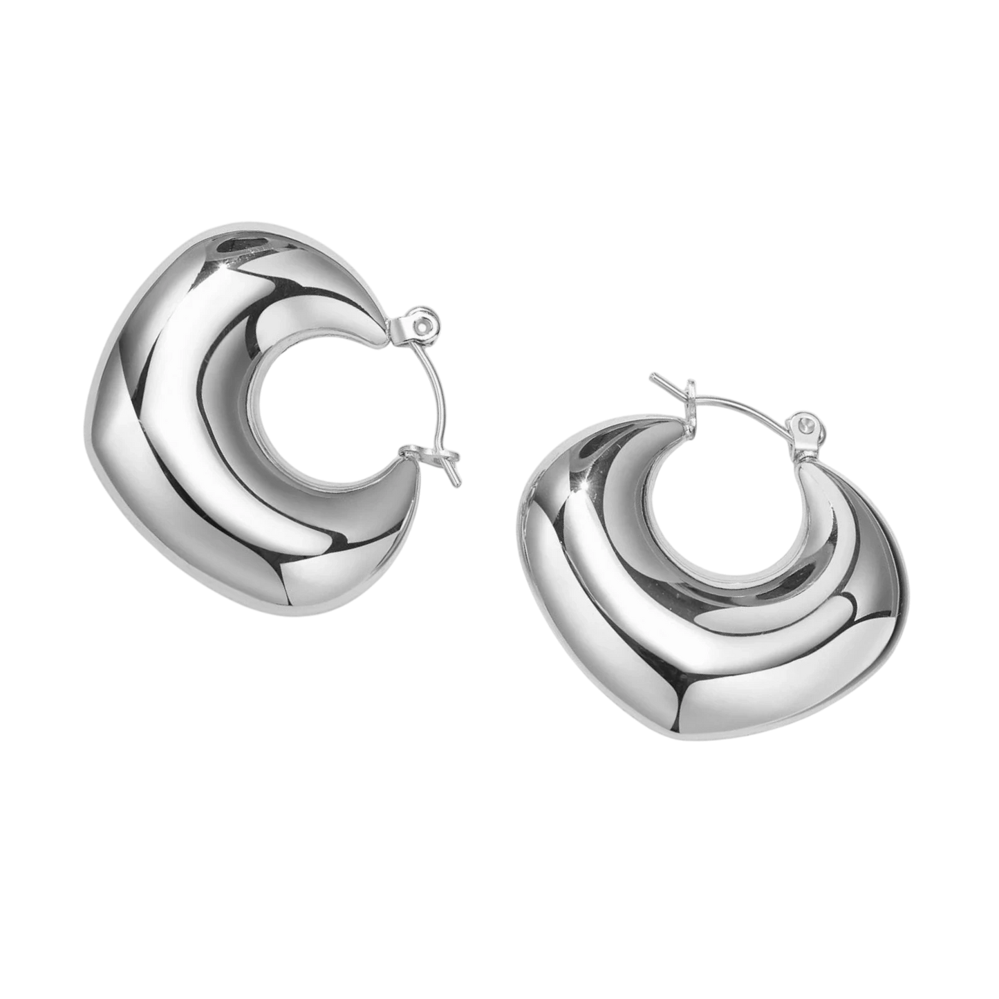 Crescent Hoops in polished stainless steel