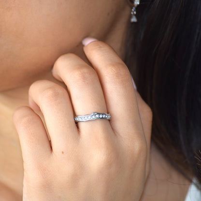 RINARA Cobblestone Pave Ring in stainless steel with sparkling zircon stones worn on a finger