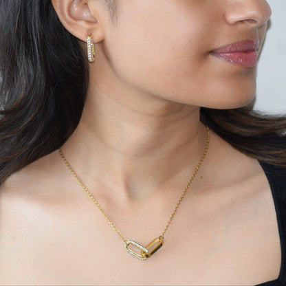 Gold Promised Forever Necklace worn on neckline
