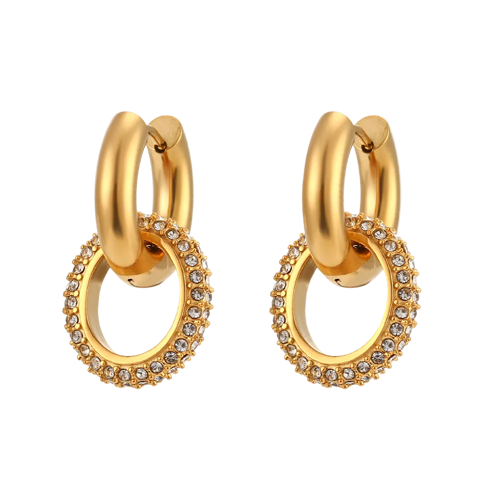 Glimmer Huggies with zircon detail in 18K gold plated stainless steel