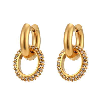 Glimmer Huggies with zircon detail in 18K gold plated stainless steel