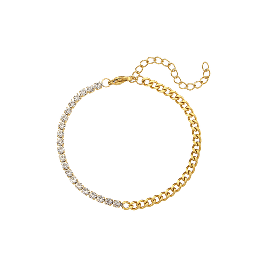 Juxtapose Tennis Bracelet with zircon in 18K gold plated stainless steel