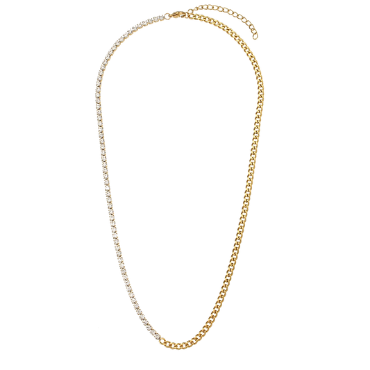 Juxtapose Tennis Necklace with zircon in 18K gold plated stainless steel