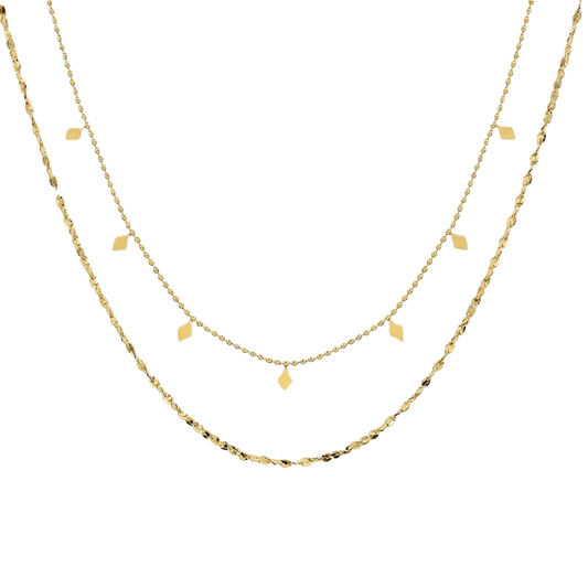 Charm Layered Necklace in 18K gold plated stainless steel