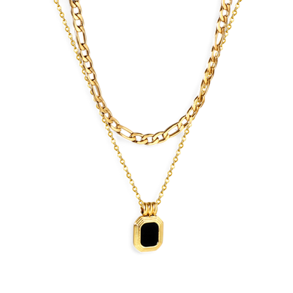 Midnight Pendant Layered Necklace in 18K gold plated stainless steel