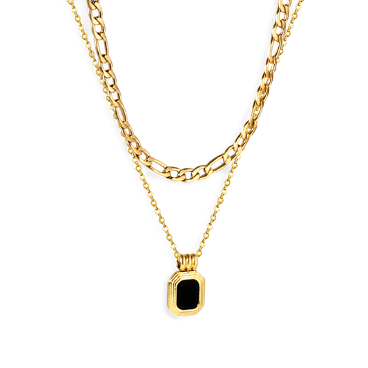 Midnight Pendant Layered Necklace in 18K gold plated stainless steel