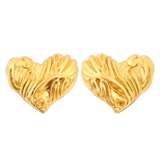 Molten Heart Stud earrings in 18K gold plated stainless steel