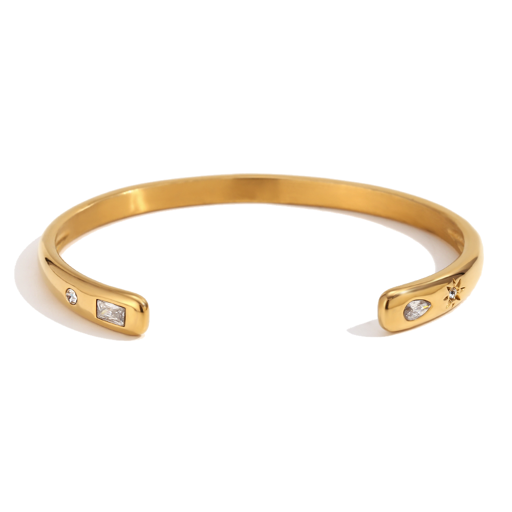 Open Secret Cuff bracelet in 18K gold plated stainless steel