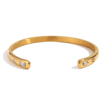 Open Secret Cuff bracelet in 18K gold plated stainless steel