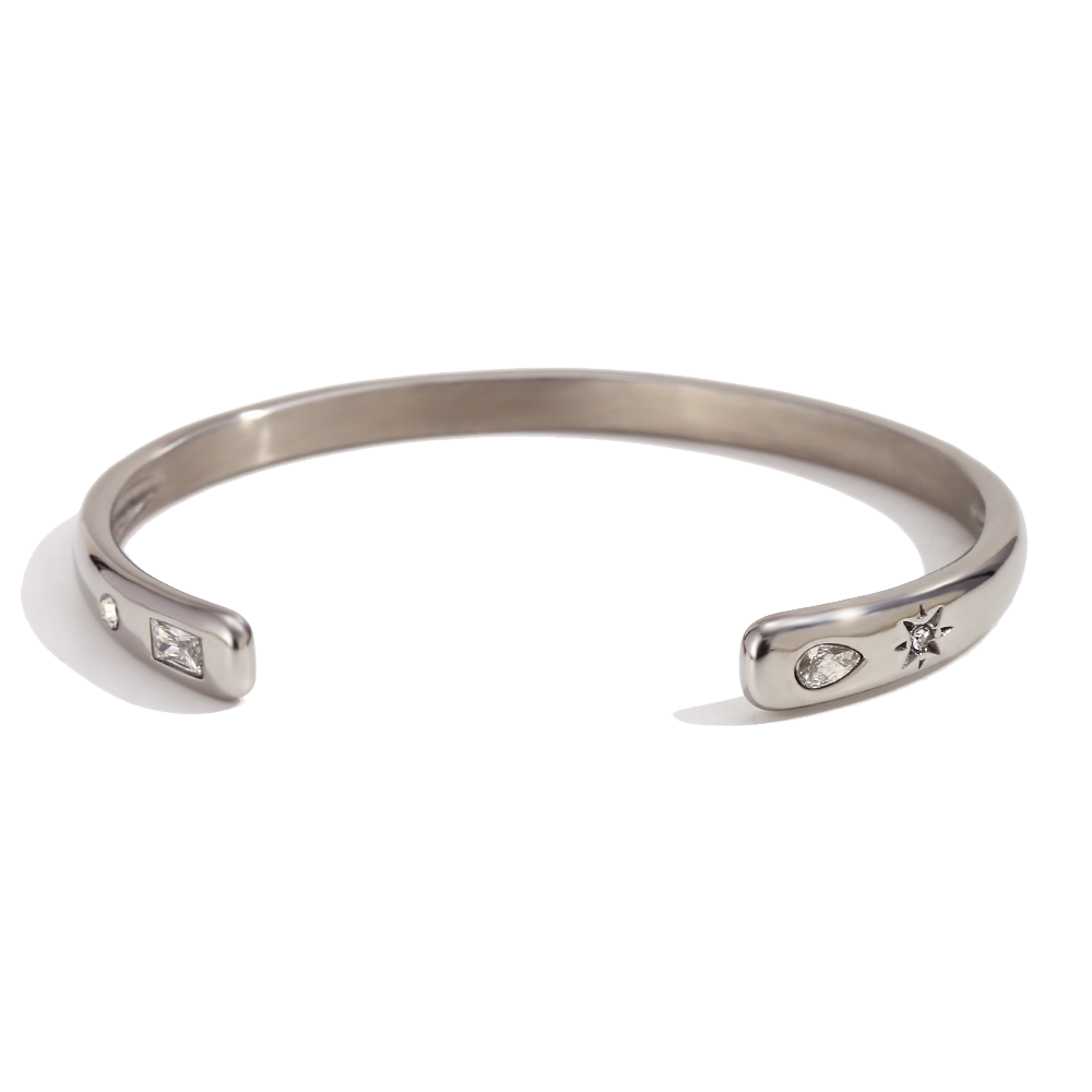 Open Secret Cuff bracelet in polished stainless steel