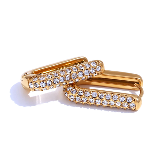 Promise zircon hoops in 18K gold plated stainless steel