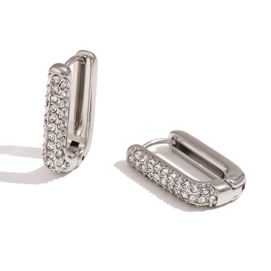 Promise zircon hoops in polished stainless steel