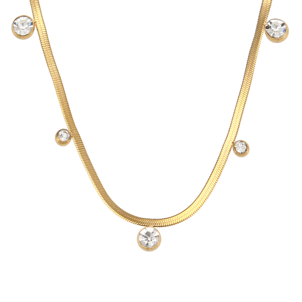 Raindrop zircon necklace in 18K gold plated stainless steel