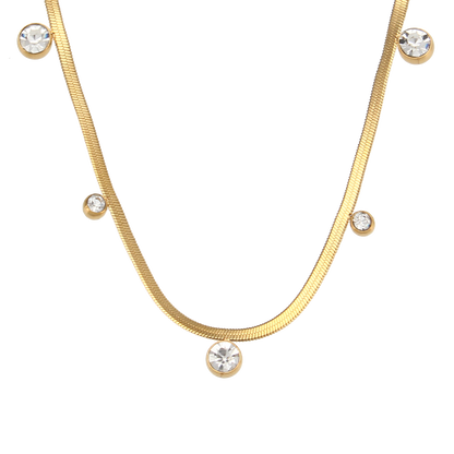 Raindrop zircon necklace in 18K gold plated stainless steel