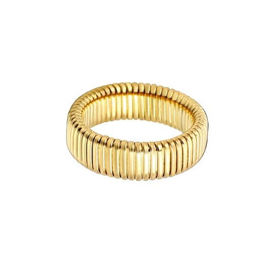Rhythm ribbed ring in 18K gold plated stainless steel