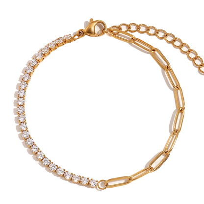 Split Tennis zircon bracelet in 18K gold plated stainless steel