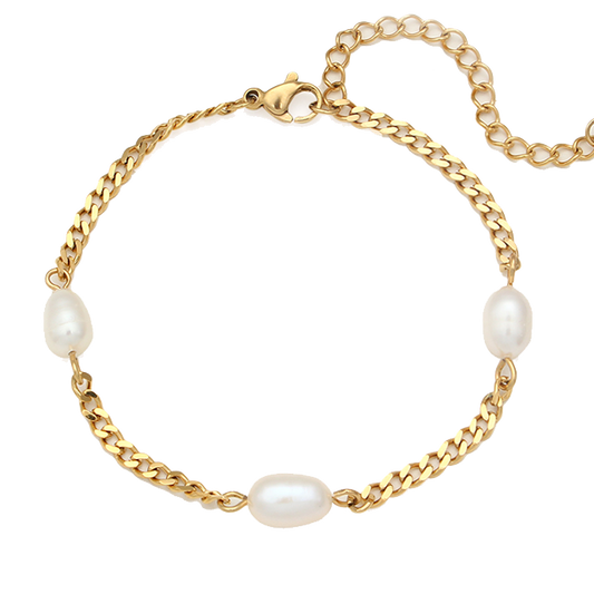 Statement Pearl Bracelet in 18K gold plated stainless steel