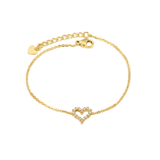 Sweetheart zircon bracelet in 18K gold plated stainless steel