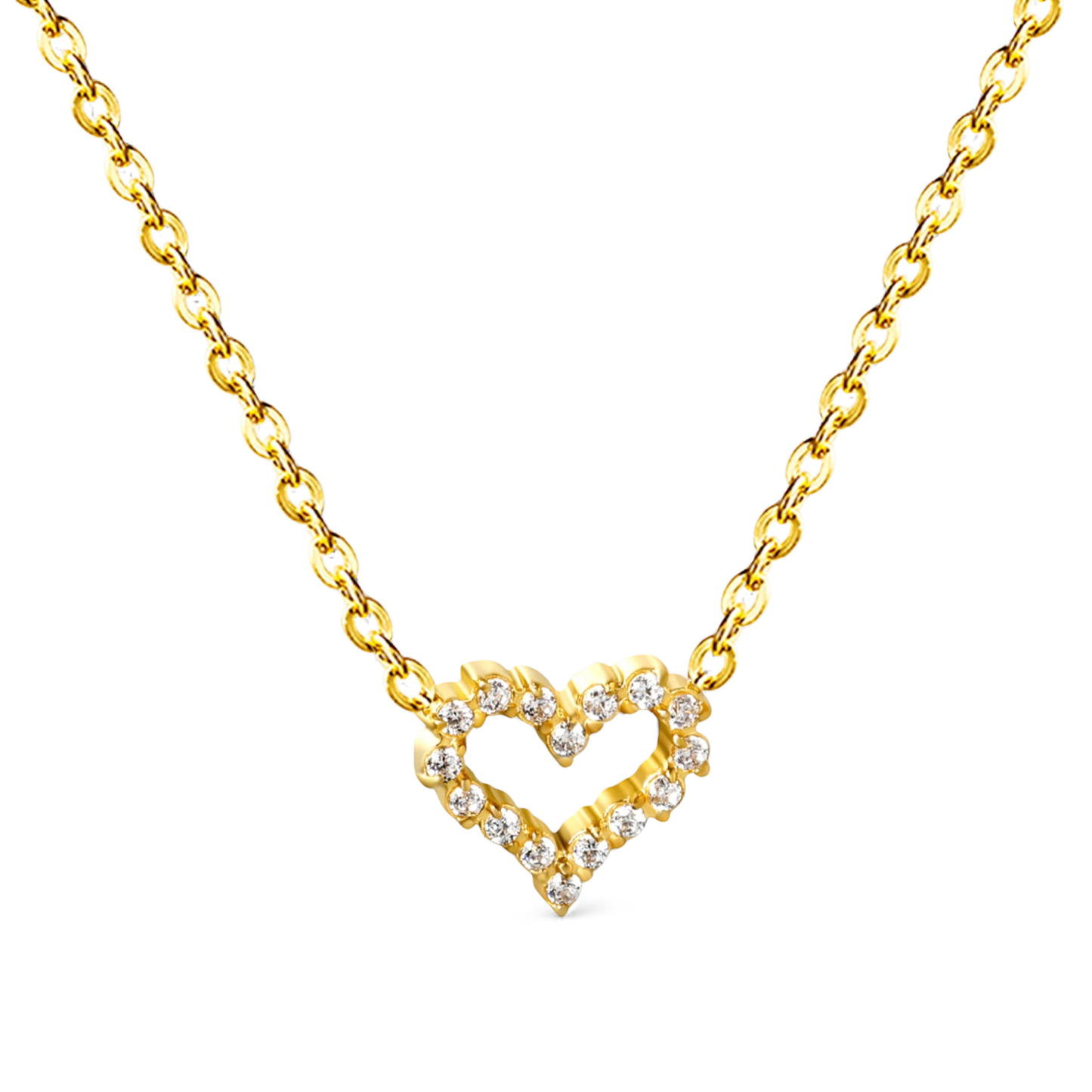 Sweetheart zircon heart necklace in 18K gold plated stainless steel
