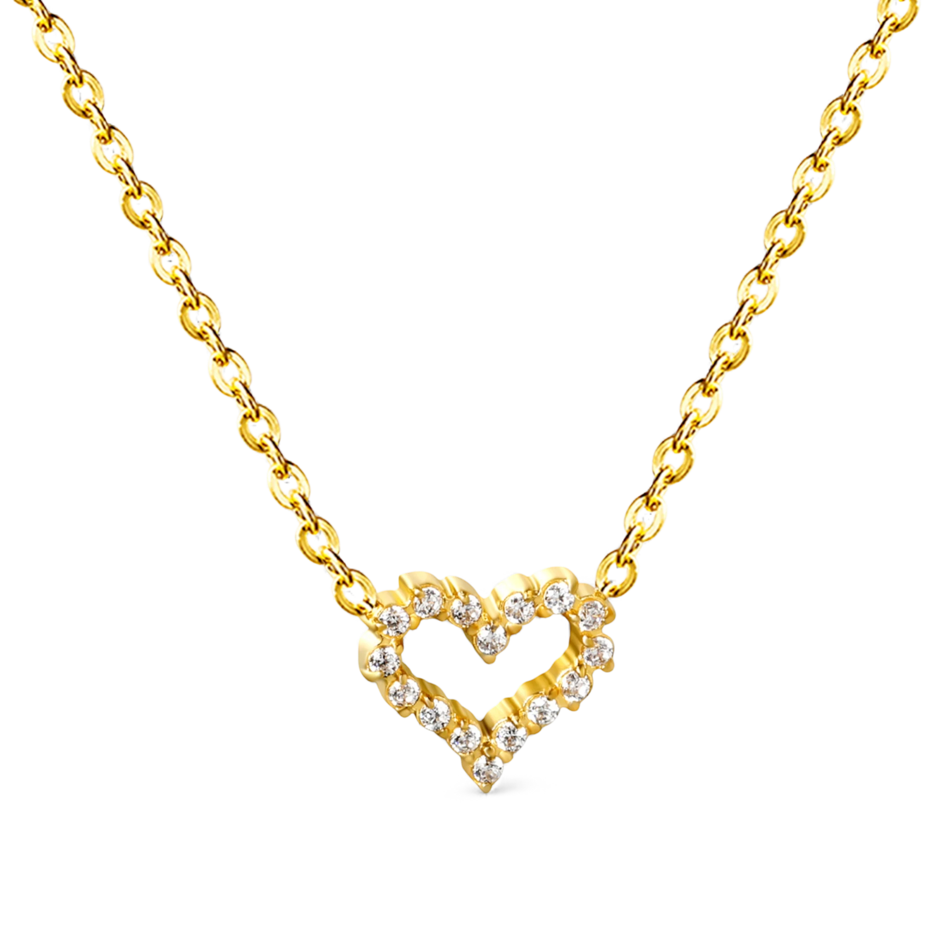 Sweetheart zircon heart necklace in 18K gold plated stainless steel