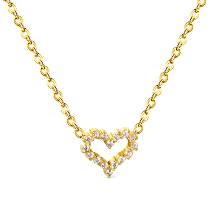 Sweetheart zircon heart necklace in 18K gold plated stainless steel