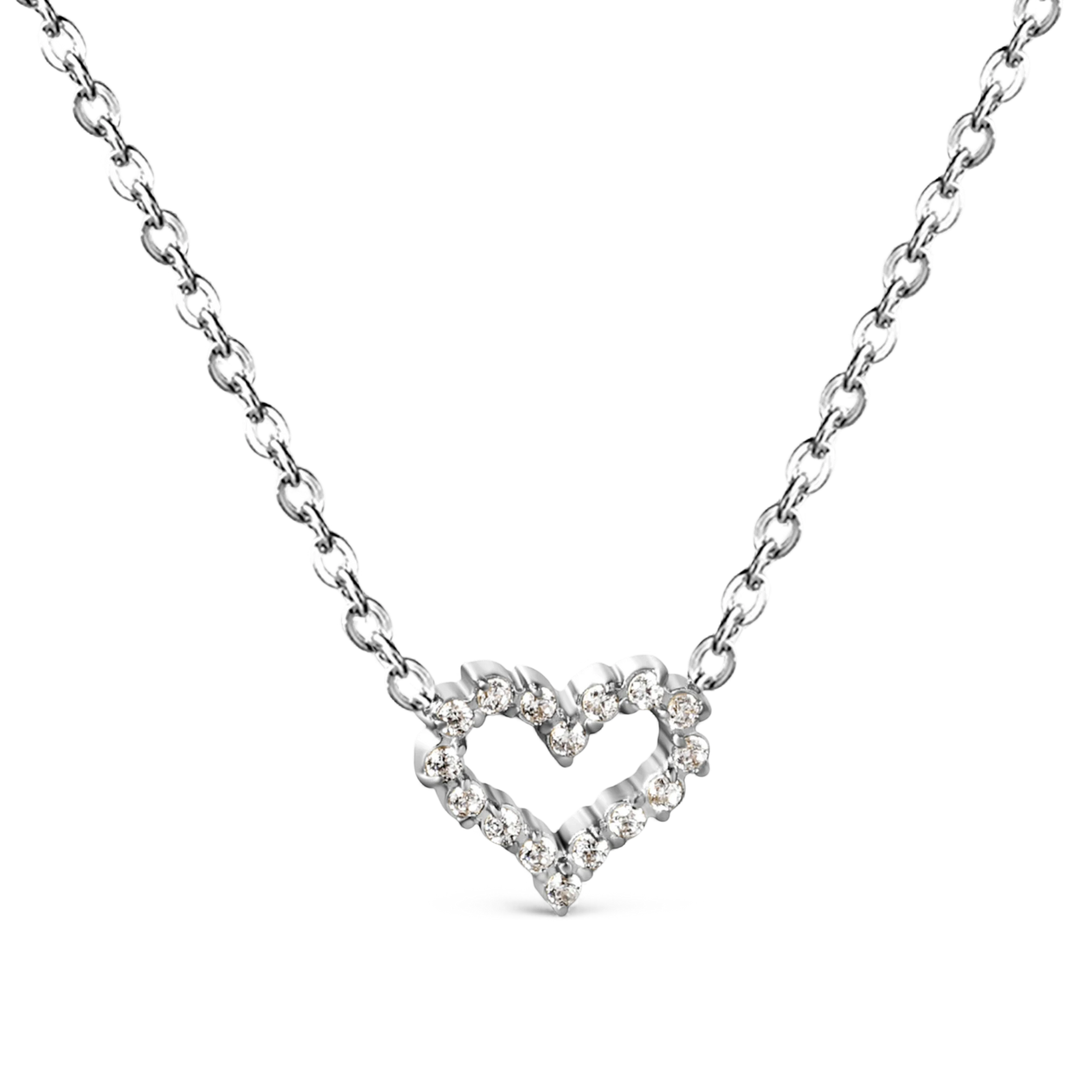 Sweetheart zircon heart necklace in polished stainless steel