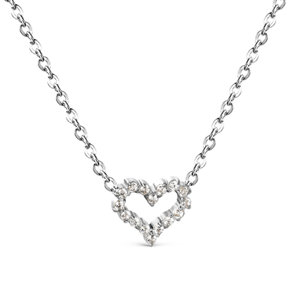 Sweetheart zircon heart necklace in polished stainless steel