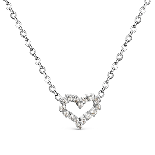Sweetheart zircon heart necklace in polished stainless steel
