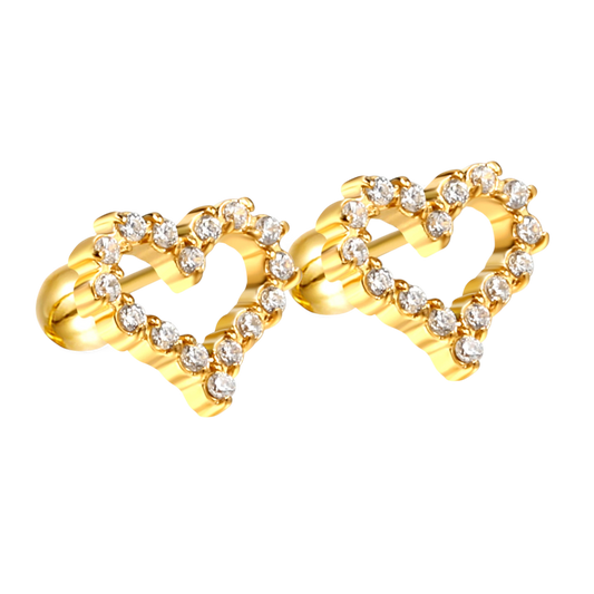 Sweetheart heart stud earrings in 18K gold plated stainless steel