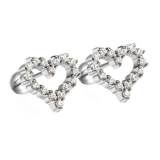 Sweetheart heart stud earrings in polished stainless steel
