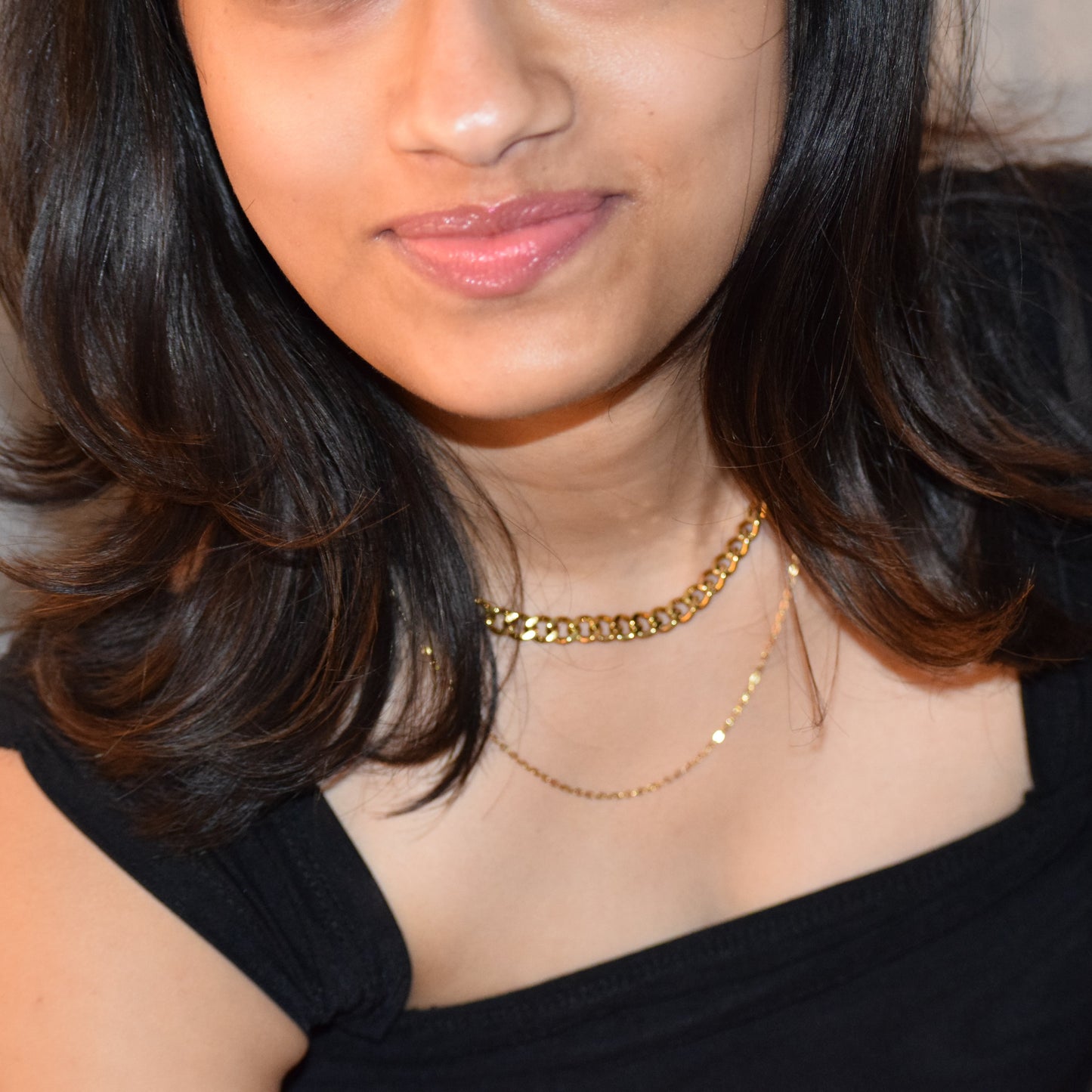 Gold The It-Girl Necklace worn on neckline