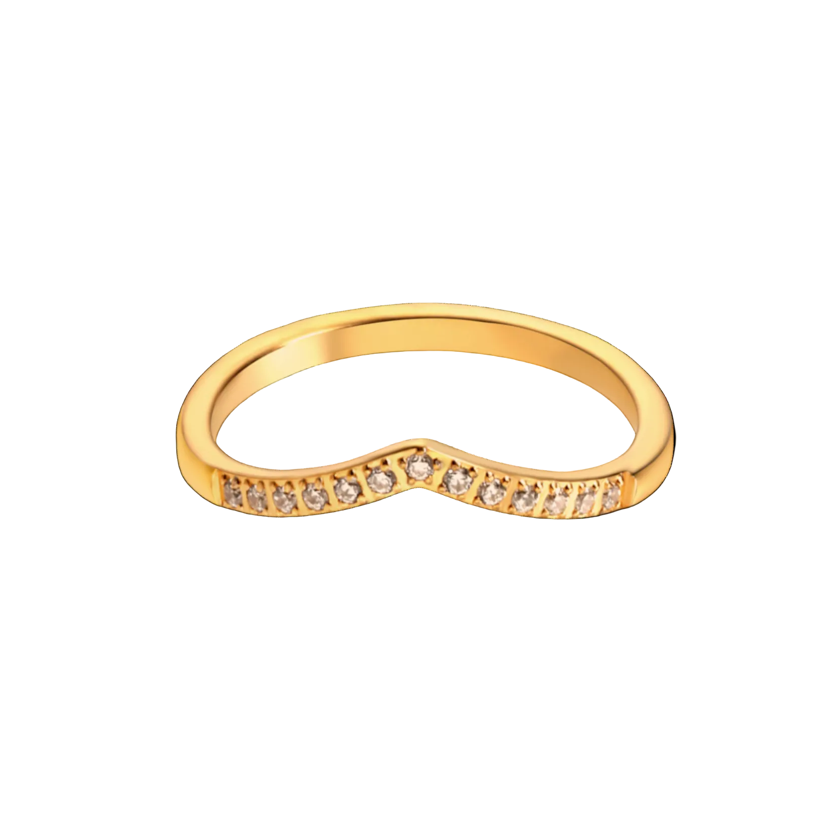 Tiara zircon ring in 18K gold plated stainless steel