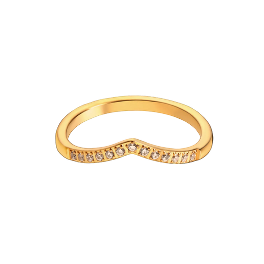 Tiara zircon ring in 18K gold plated stainless steel