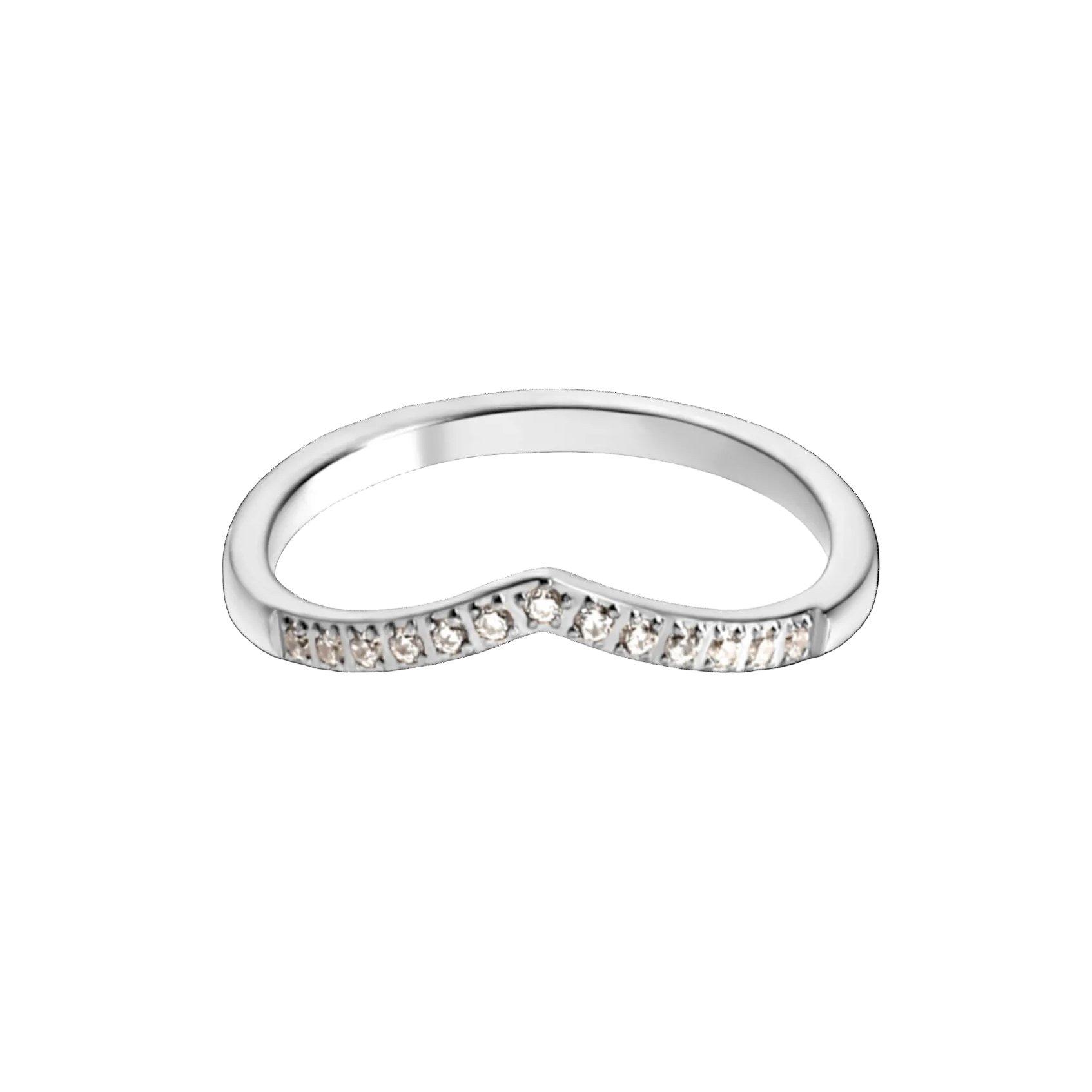 Tiara zircon ring in polished stainless steel