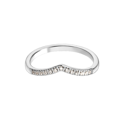 Tiara zircon ring in polished stainless steel