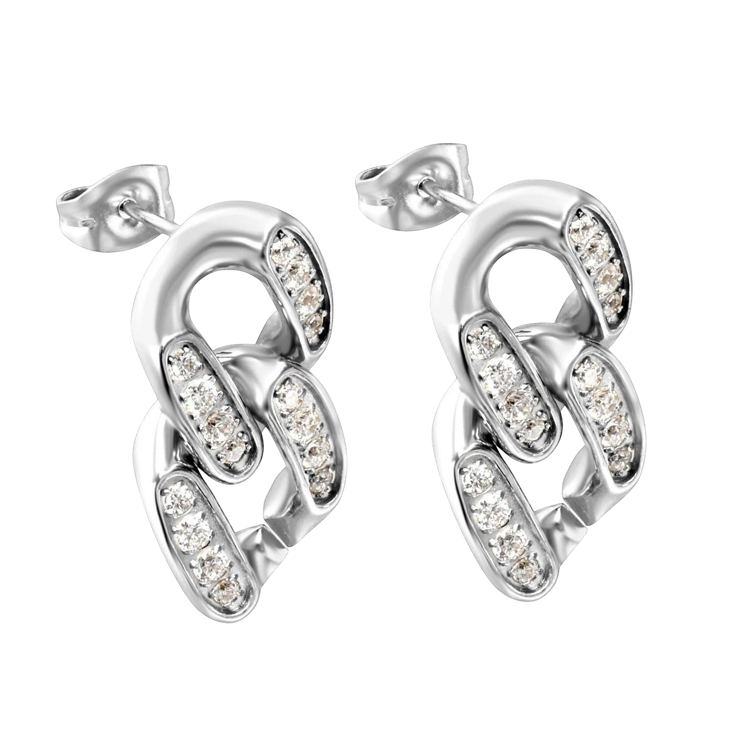 Unity Link Stud earrings in polished stainless steel
