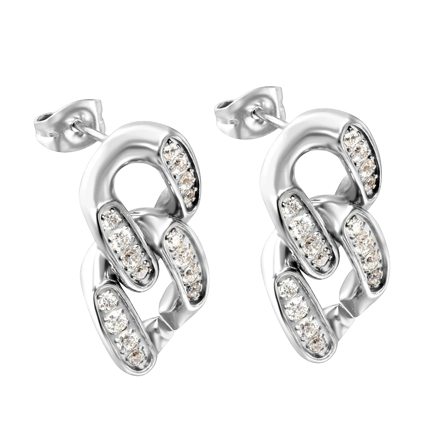 Unity Link Stud earrings in polished stainless steel